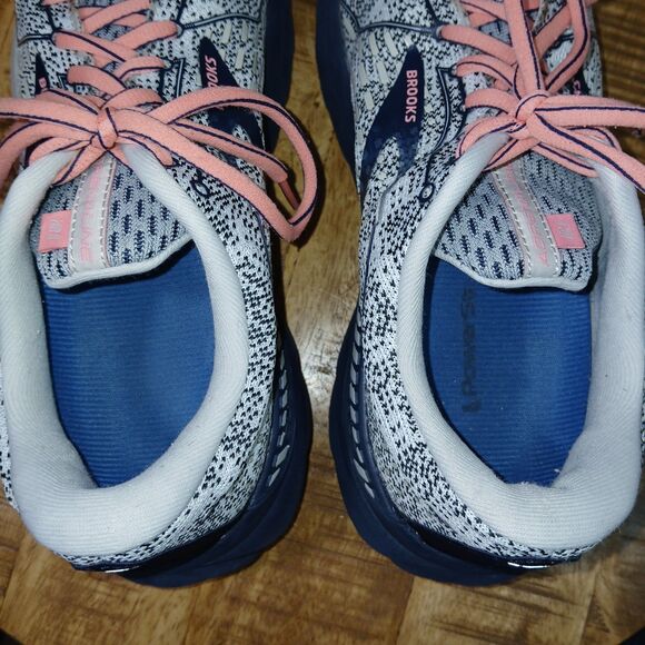 Brooks Adrenaline GTS 21 Running Shoes Women's Size 10 White Blue Pink Comfort - Picture 5 of 16